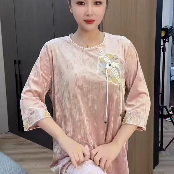 新中式国风睡衣女套装胖mm大码睡衣/家居服套装
