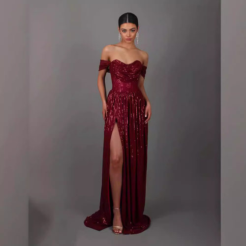 亮片精美抹胸高档晚礼服女