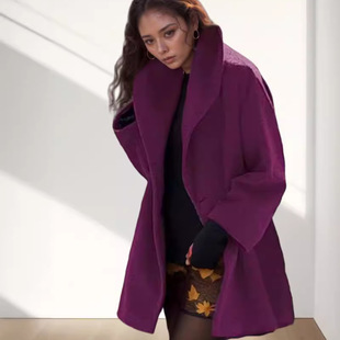 Original men's Coat创世纪女士时尚秋冬中长款宽松连帽毛呢外套