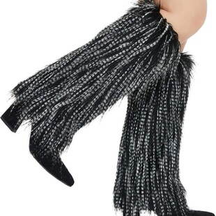 欧美跨境毛毛仿皮草脚套男女人造毛辣妹袜套cos中筒鞋套护腿腿套