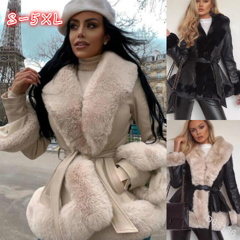 Fur one imitation rabbit fur coat皮毛一体仿兔毛收腰皮草外套