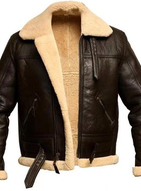 Winter PU fur coat冬季欧美品质长袖拉链绒毛皮扣生态毛皮大衣男