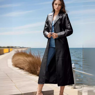 Russian leather windbreaker俄罗斯高端加长女冬季 皮风衣 winter