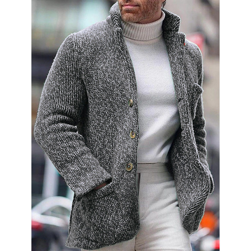 纯色秋冬简约男外套针织衫