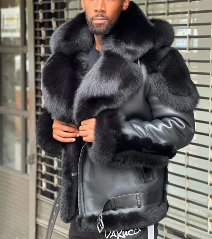 冬季皮草大衣男猎装欧洲外套
