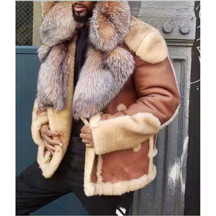 fur Ethnic plush long coat仿狐狸毛领皮草大衣 characteristic