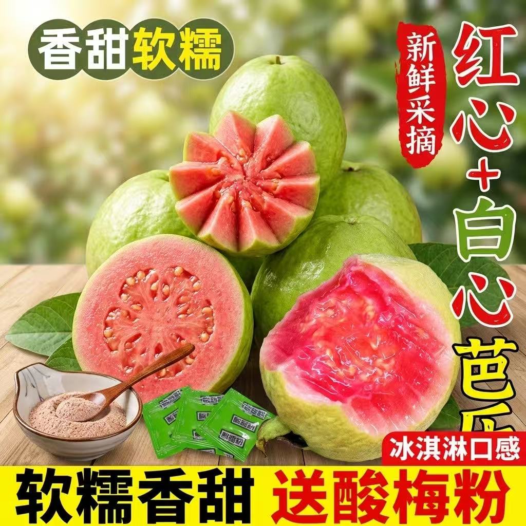 广西软糯红心芭乐新鲜水果番石榴当季胭脂红软糯土巴乐包邮