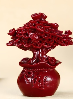 天然保真正品朱砂发财树摆件树紫金砂客厅居家发财树桌面招财饰品