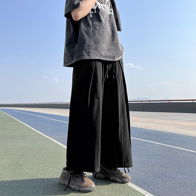 2022港风夏款男亚麻裤棉麻抽绳宽松九分宽裤h705,男装休闲裤,星座1013-1