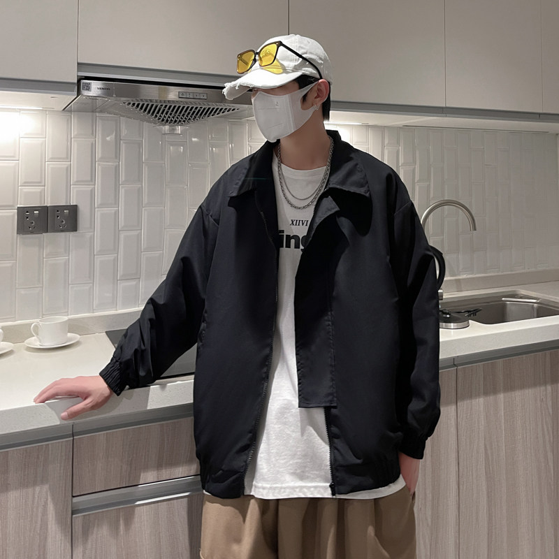 港风秋款男夹克短款工装韩版休闲拉链百搭冲锋衣外套JK27 P55图片