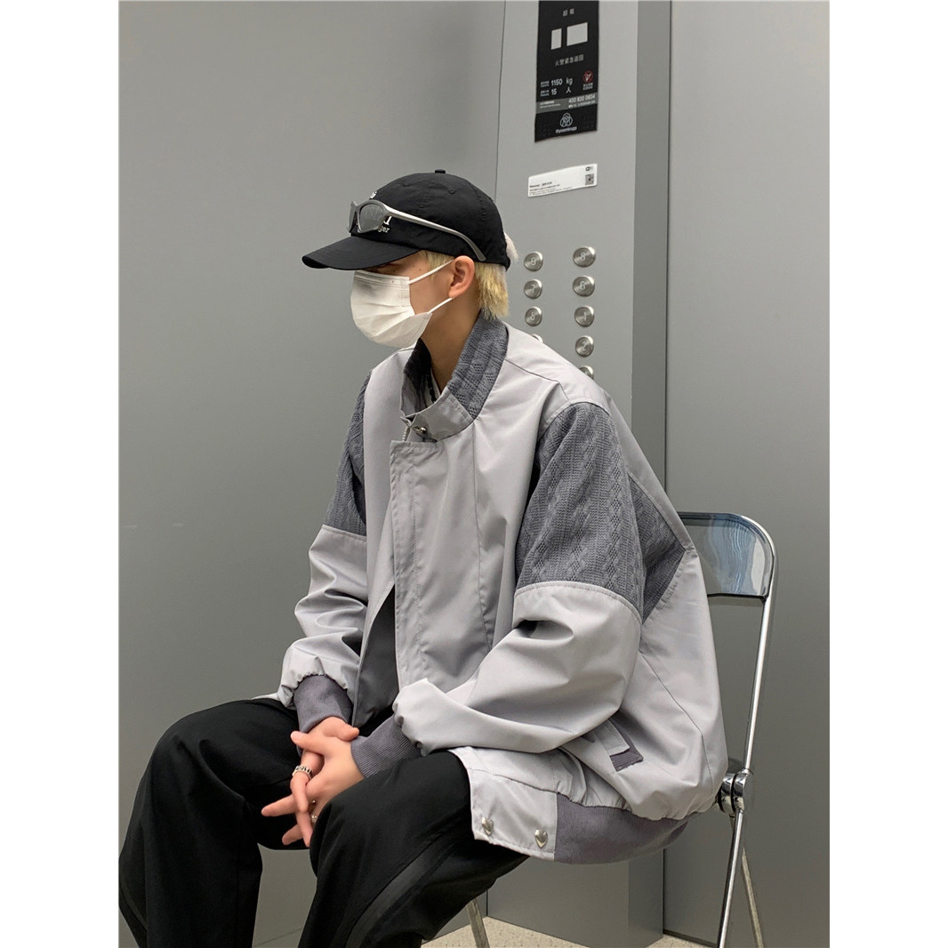 高品质秋款男夹螺纹毛衣拼接冲锋衣冲锋衣外套JK6592P70,男装夹克,星座1013-1