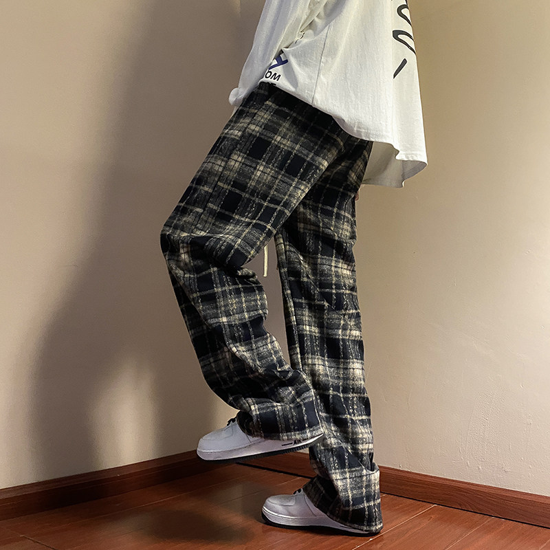 高品质春夏款男休闲裤松紧腰条纹格子宽松长裤h9516P45,男装休闲裤,星座1013-1