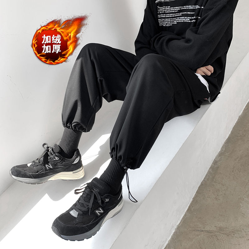 秋冬款男抽绳卫裤加绒加厚休闲九分裤h620加绒,男装休闲裤,星座1013-1