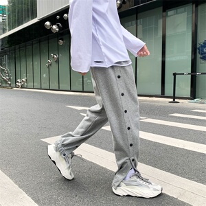 20港风秋款男休闲裤束脚按扣宽松运动卫裤系带潮裤h40 P40图片