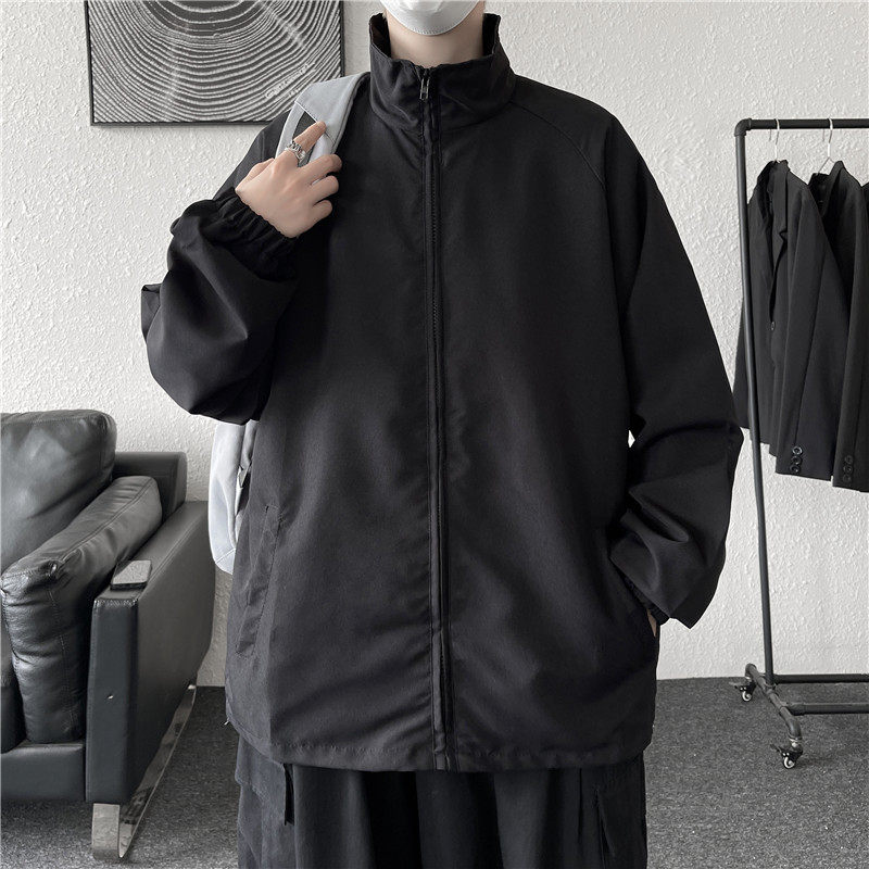 港风秋款男夹克拉链立领韩版休闲冲锋衣外套JK25 P45图片