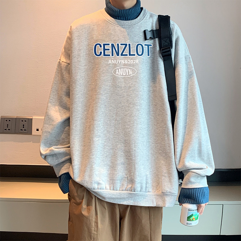 加绒冬男卫衣假两件高领克莱因蓝拼接字母印花外套wy63,男装卫衣,星座1013-1