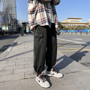 春款男装休闲裤工装大口袋束脚运动九分裤h29 P33图片