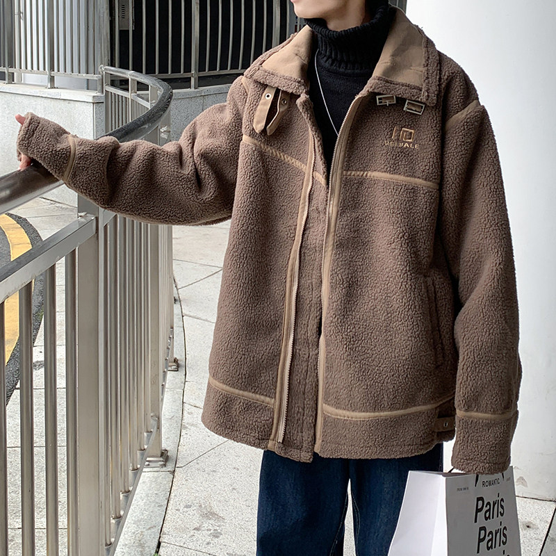 港风冬款男棉衣翻领字母印花加绒加厚棉袄休闲外套Y48,男装棉衣,星座1013-1
