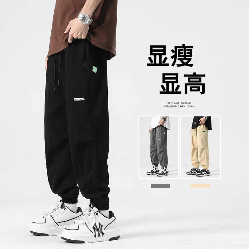 夏款男休闲裤工装裤纯棉大口袋束脚九分裤加大码M-5XL h0773 P35图片
