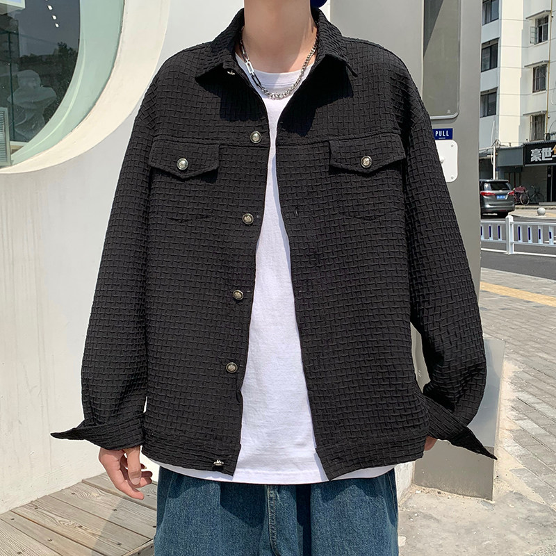 2022港风秋款男夹克条纹方格休闲外套J,男装夹克,星座1013-1