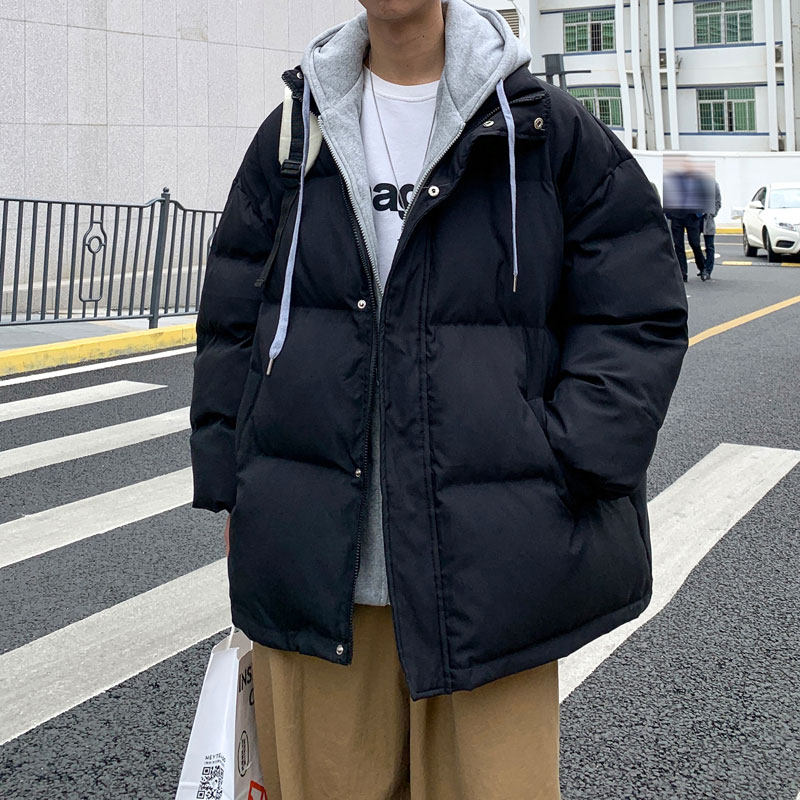 港风冬款男棉衣假两件连帽保暖面包服棉袄拉链休闲外套Y8850图片