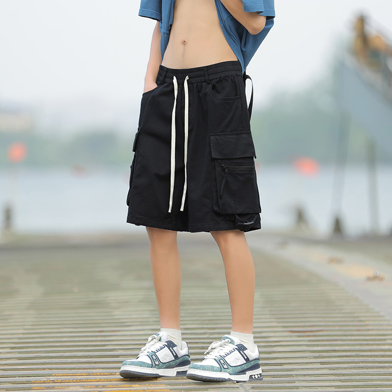港风夏款男短裤纯棉工装大口袋拉链五分裤D932P40,男装休闲裤,星座1013-1