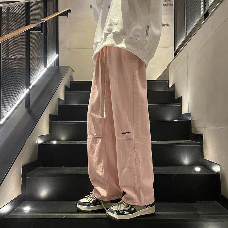 港风夏款男牛仔裤字母印花拼接工装长裤nk5082P45,男装牛仔裤,星座1013-1