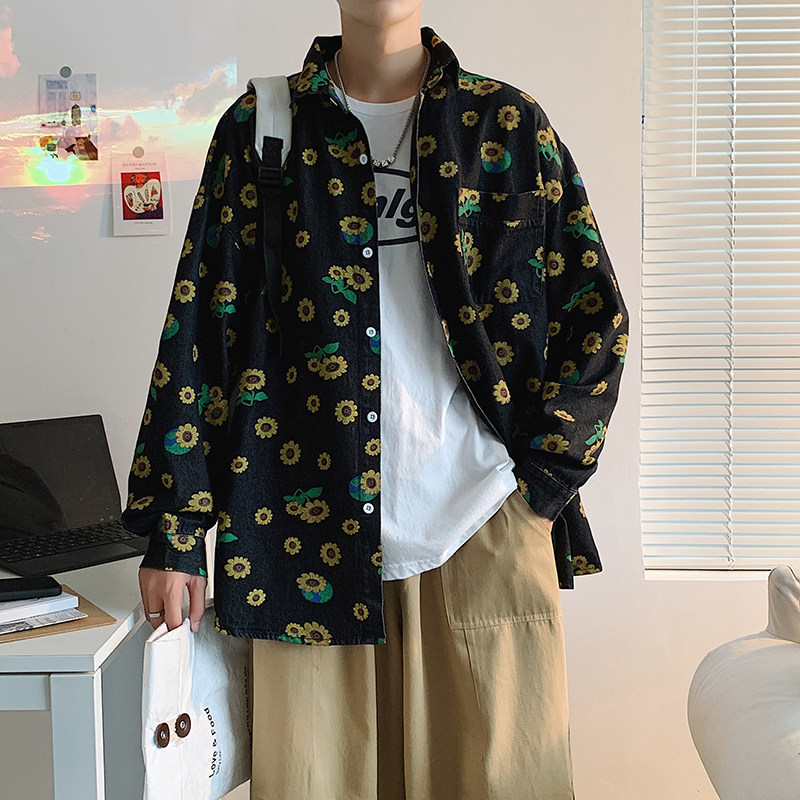 2021港风秋款男休闲外套菊花印花长袖衬衣CS6208P50,男装衬衫,星座1013-1