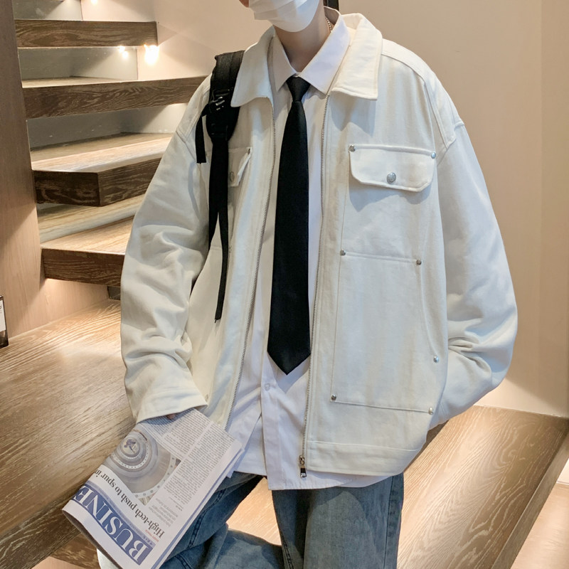2023春款港风男牛仔夹克衫金属扣装饰牛仔休闲外套J,男装夹克,星座1013-1