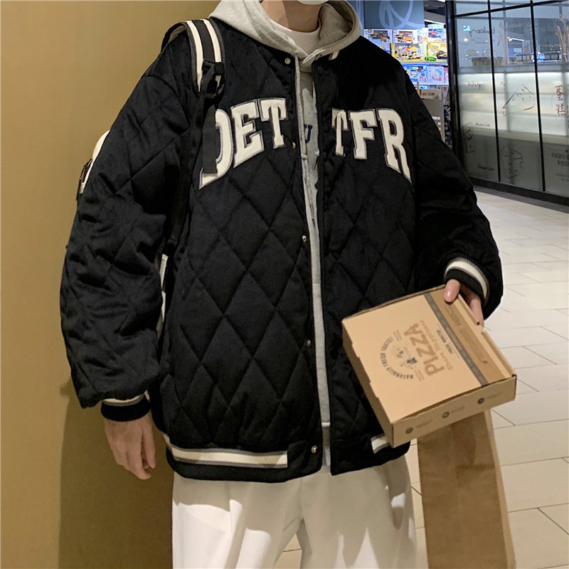 冬款男棉衣棒球立领加厚保暖字母印花条纹面包服外套Y6537,男装棉衣,星座1013-1