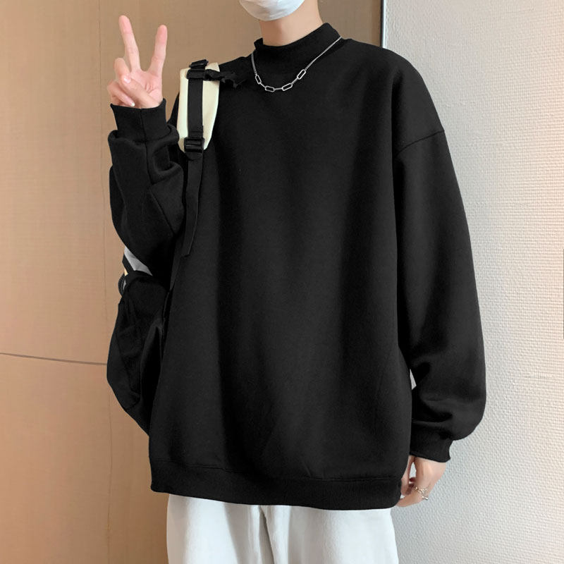 加绒加厚冬款男休闲卫衣半高领保暖韩版打底衫外套wy47图片