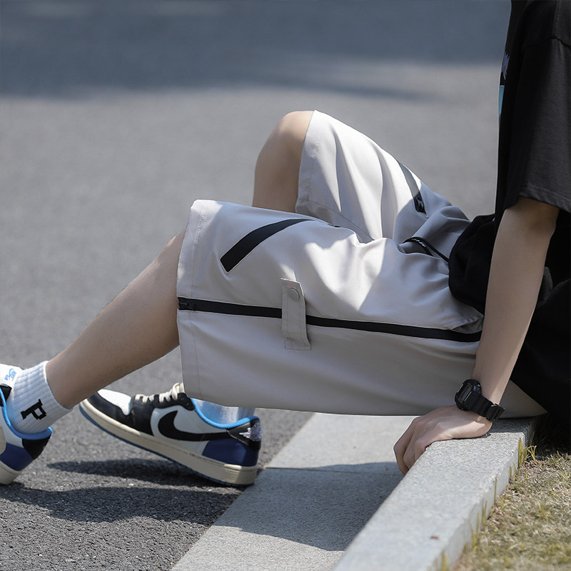 高品质夏款男短裤侧边开叉拉链口袋织带五分冲锋裤D9030P38,男装休闲裤,星座1013-1