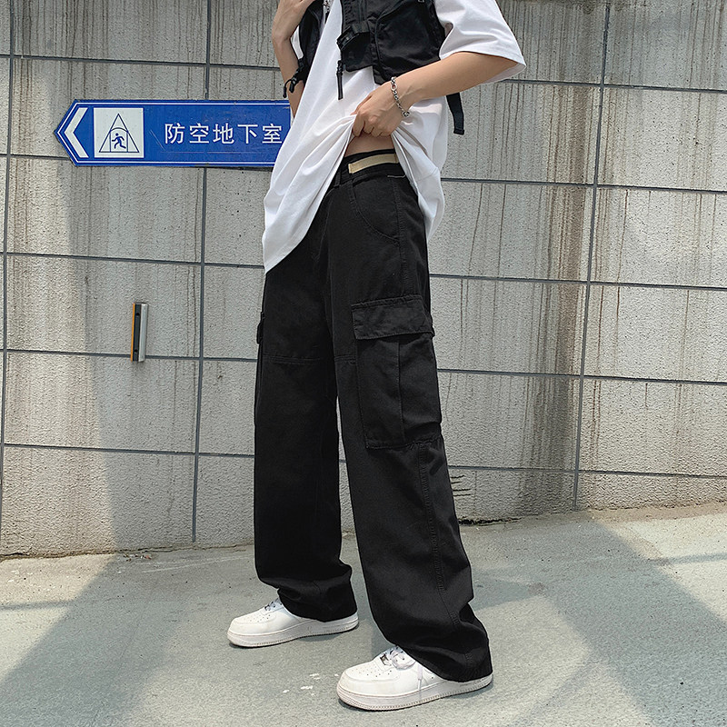 港风夏款男休闲裤工装大口袋直筒宽松休闲长裤h145,男装休闲裤,星座1013-1