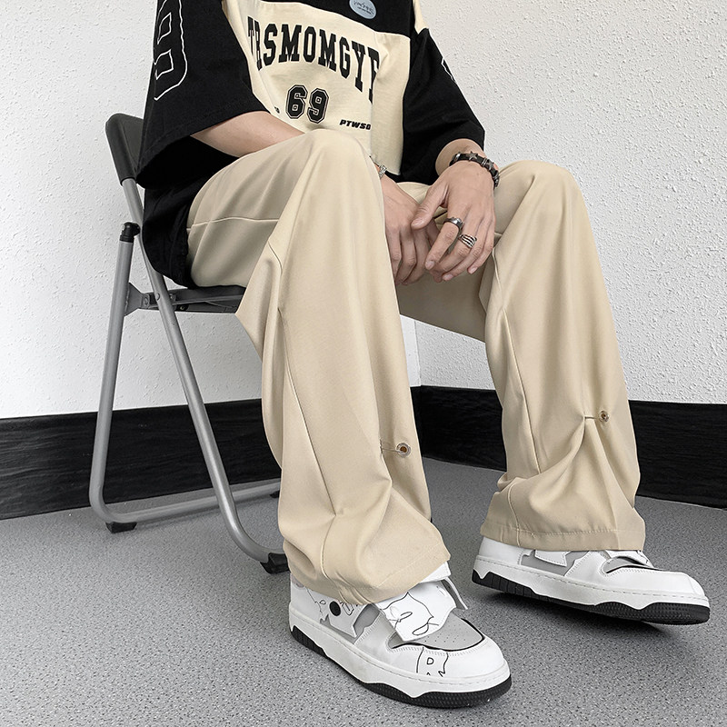 高品质夏男裤西裤坠感穿孔拼接直筒宽松长裤h928P45,男装休闲裤,星座1013-1