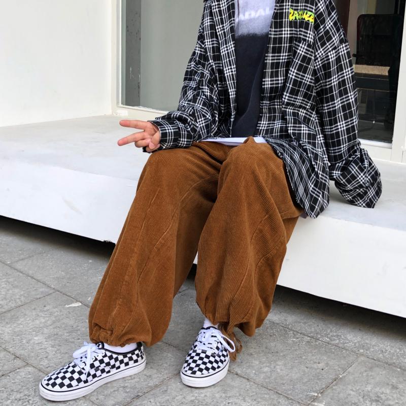 港风秋冬男灯芯绒阔腿宽松版休闲裤欧美风长裤h7023,男装休闲裤,星座1013-1