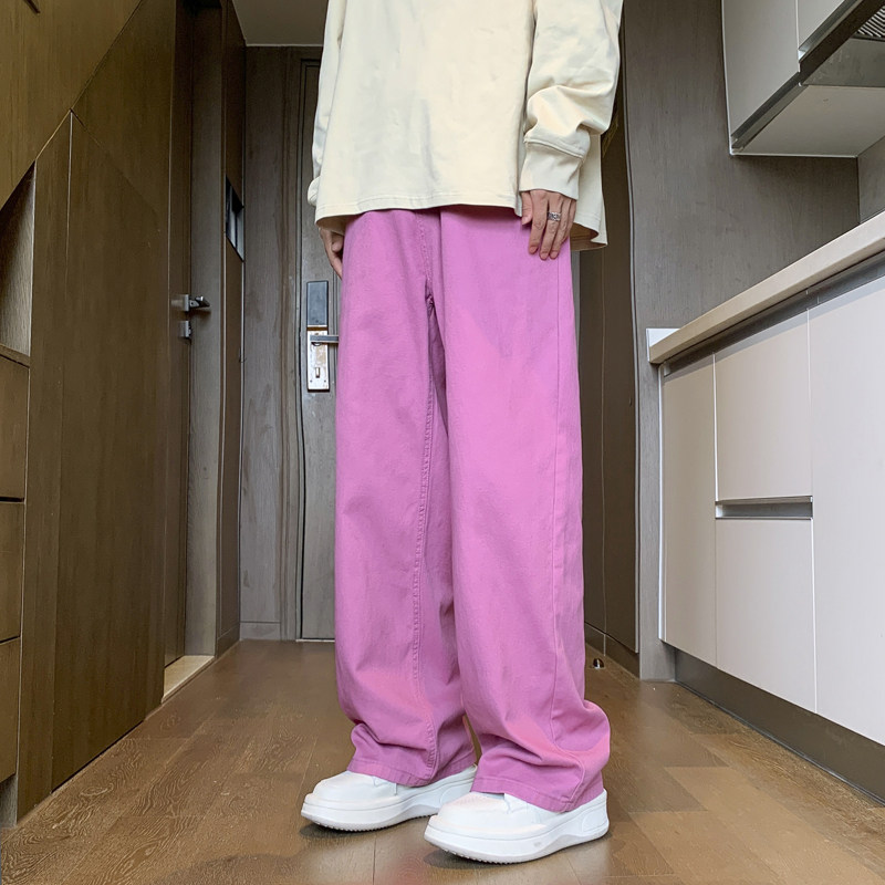 2023港风秋款男牛仔裤男女中性风直筒宽松休闲长裤nk001P55,男装牛仔裤,星座1013-1