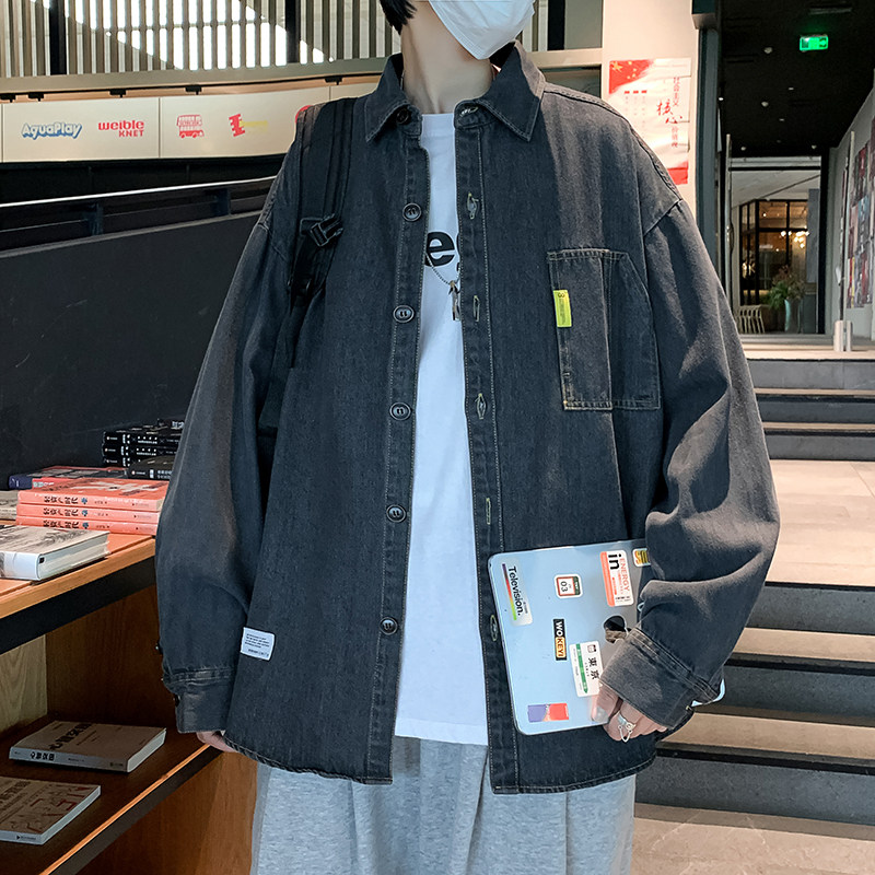 港风秋冬款男牛仔衬衫长袖褂子休闲工装外套CS073,男装衬衫,星座1013-1