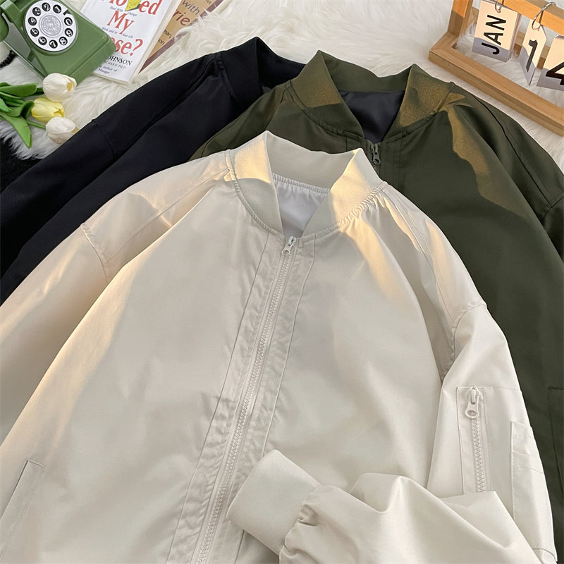 高品质秋款男夹克棒球立领飞行员拉链口袋冲锋衣休闲外套JK38 P60图片