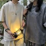 夏男套装字母钢印水洗短袖T恤五分短裤情侣款运动两件套TZ07P55，男装休闲套装，星座1013-1
