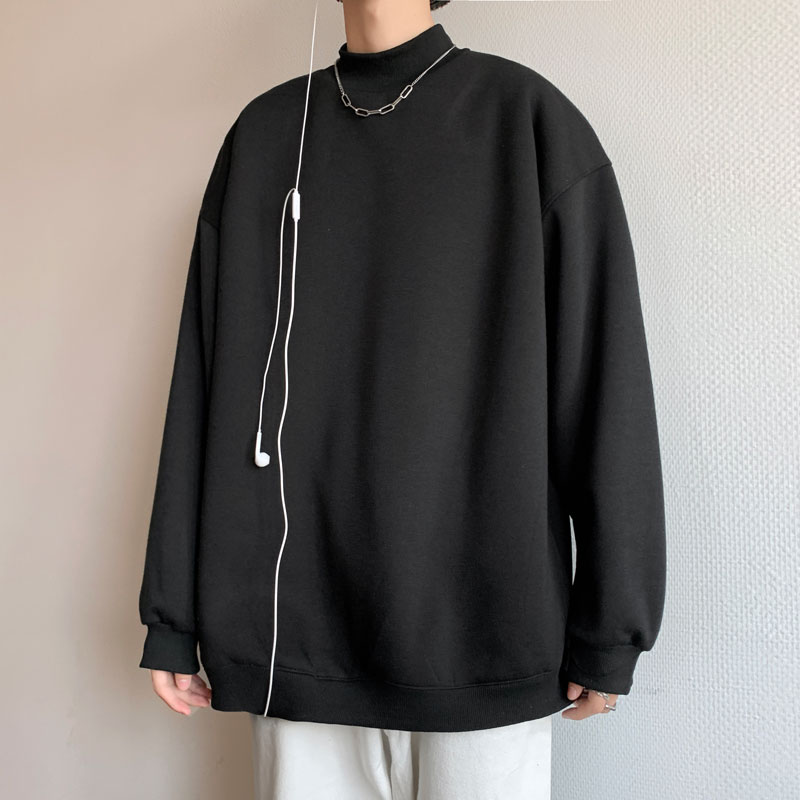 加绒加厚冬男休闲卫衣半高领纯色保暖韩版百搭打底衫外套wy47,男装卫衣,星座1013-1