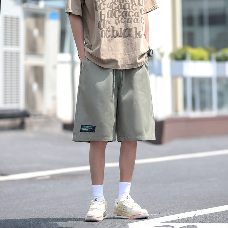 夏款男短裤冰丝裤字母小贴标直筒宽松冲锋裤五分裤D1035P30,男装休闲裤,星座1013-1