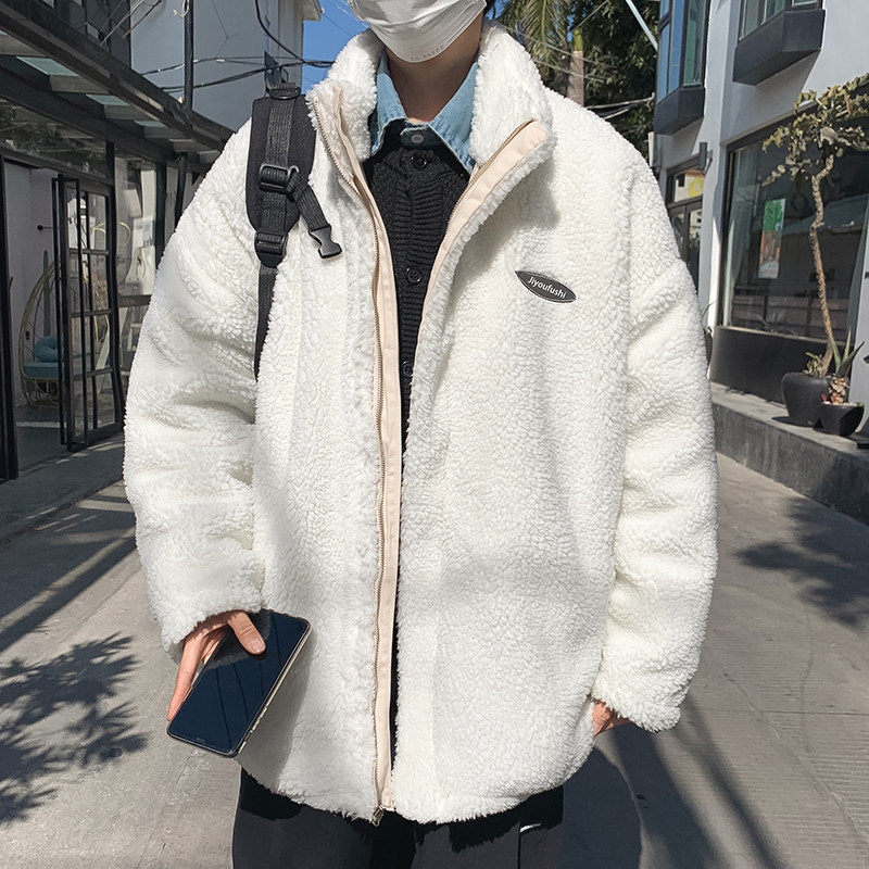 港风冬男棉衣双面穿立领字母贴标羊羔毛加厚棉袄休闲外套Y031,男装棉衣,星座1013-1