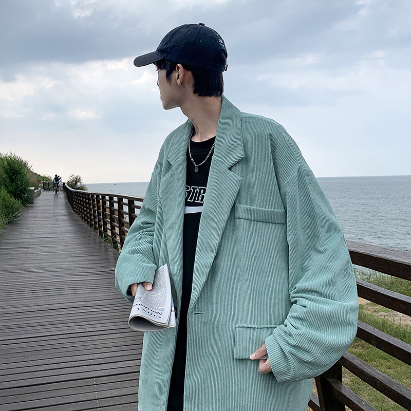 2021港风秋款男西装灯芯绒一粒扣休闲外套韩版小西服JK2118P55,男装西服,星座1013-1