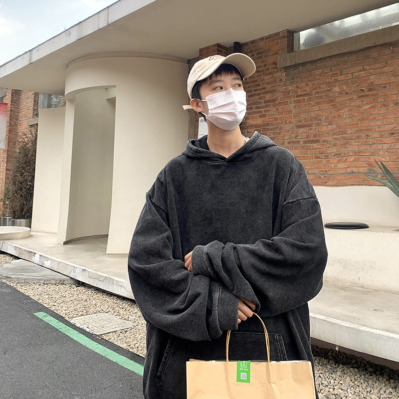 港风秋款男夹克连帽复古做旧卫衣休闲冲锋衣外套J,男装夹克,星座1013-1