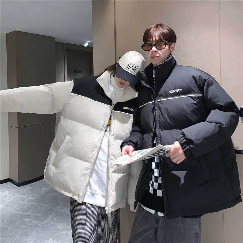 冬男棉衣立领字母印花反光拼色加厚棉袄情侣保暖外套Y6535,男装棉衣,星座1013-1