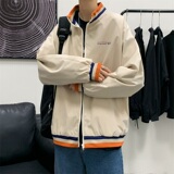 2021港风春款男夹克条纹棒球服立领拉链休闲外套JK55P45，男装夹克，星座1013-1