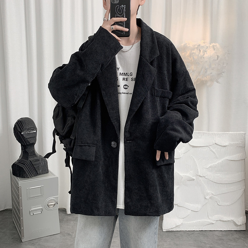2021港风秋男西装外套灯芯绒单西一粒扣宽松外套小西服JK218P60,男装西服,星座1013-1