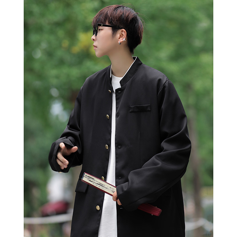 港风秋款男立领风中山装唐山装单排扣外套小西服JK1157P50,男装西服,星座1013-1