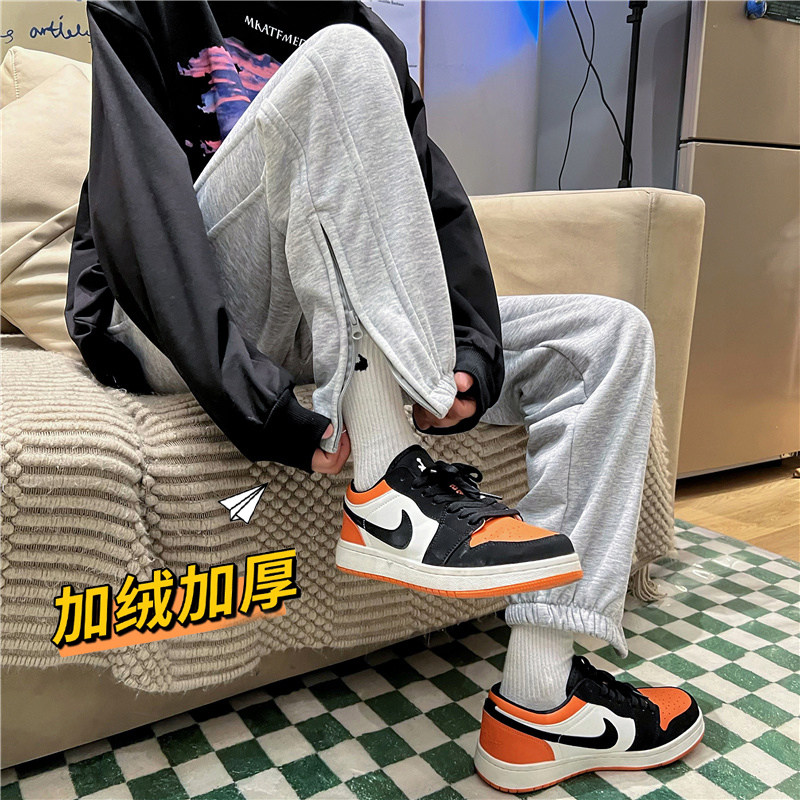 港风冬款男休闲束脚裤加绒加厚卫裤拉链拼接九分裤h380,男装休闲裤,星座1013-1