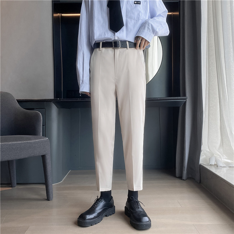 高品质港风春款 男休闲裤小脚小西裤坠垂感九分裤h88图片